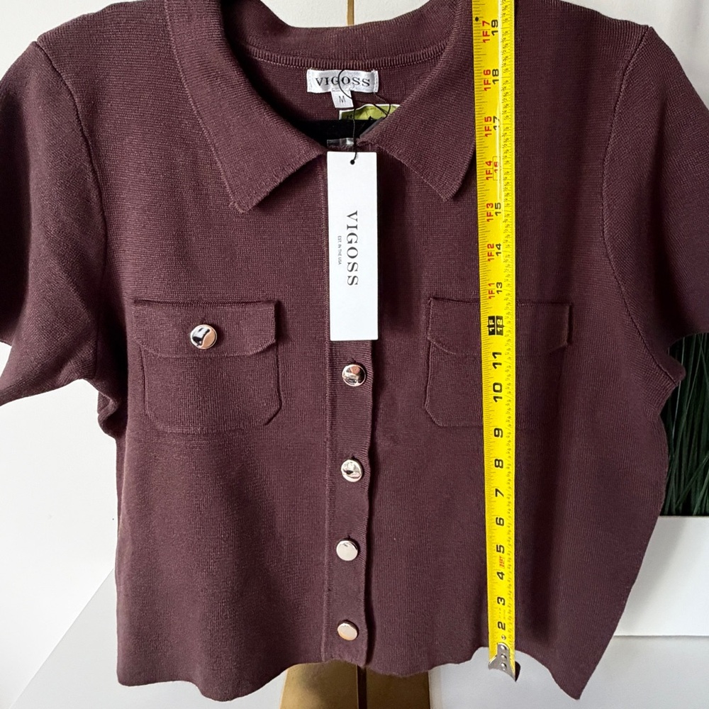 Vigoss Chocolate Button-Up Cardigan - Picture 10 of 10